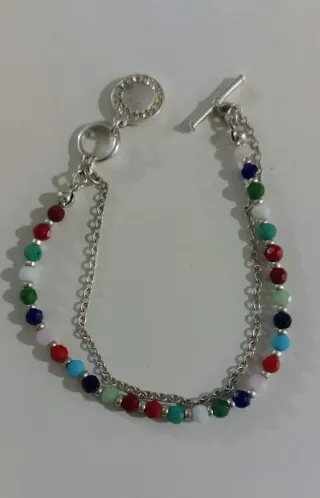 Pulsera doble con charm y piedras