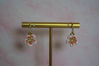 Pendientes Flor Melocoton Dorado Rosa