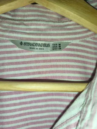 Camisa Stradivarius Rayas Rosas Talla M