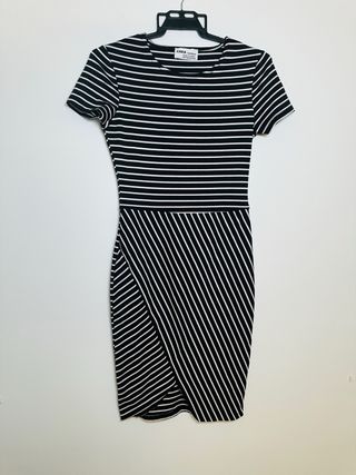 Vestido Zara rayas marinero asimétrico Talla S