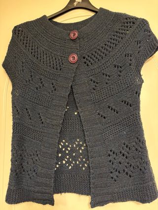 Gilet lana blu traforato