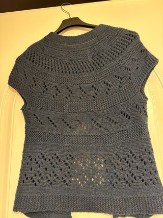 Gilet lana blu traforato