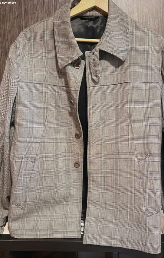 Chaqueta cuadros hombre gris