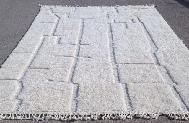 Alfombra Beni Ouarain 3x4 Lana Beige/Blanco