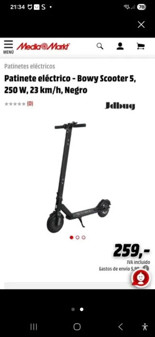 Patinete Eléctrico Bowy Scooter