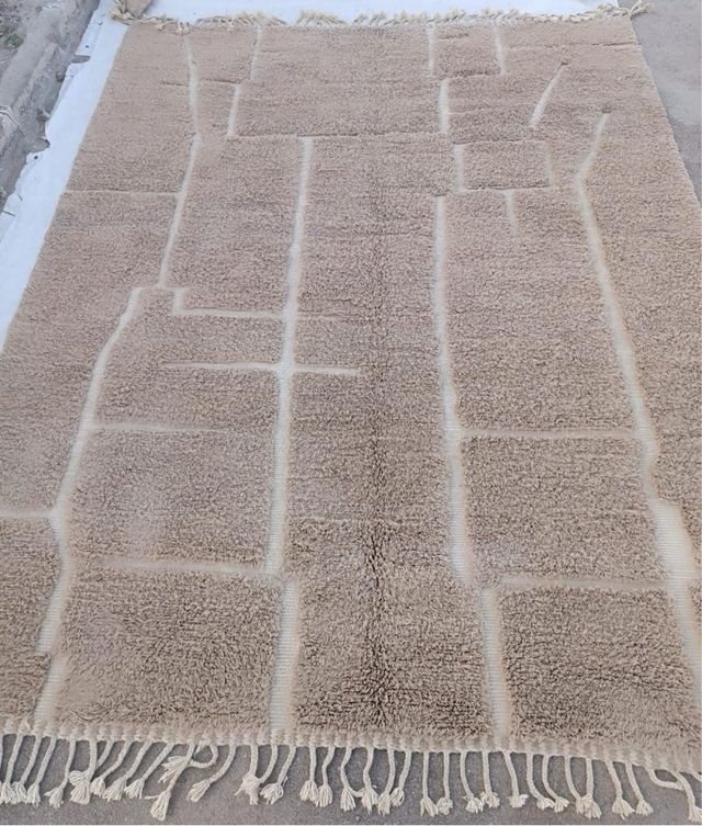 Alfombra Beni Ouarain 3x4 Marrón Lana