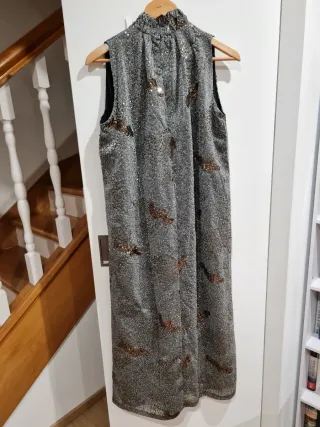 Vestido Zara lentejuelas plateadas y doradas