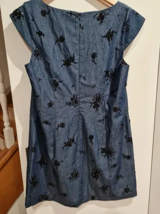 Vestido Zara Denim con Pedrería Negra Talla L