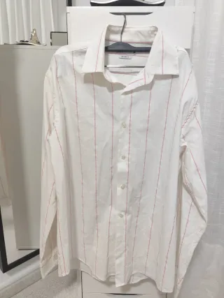 Camisa Zara Rayas Rosas Blanca