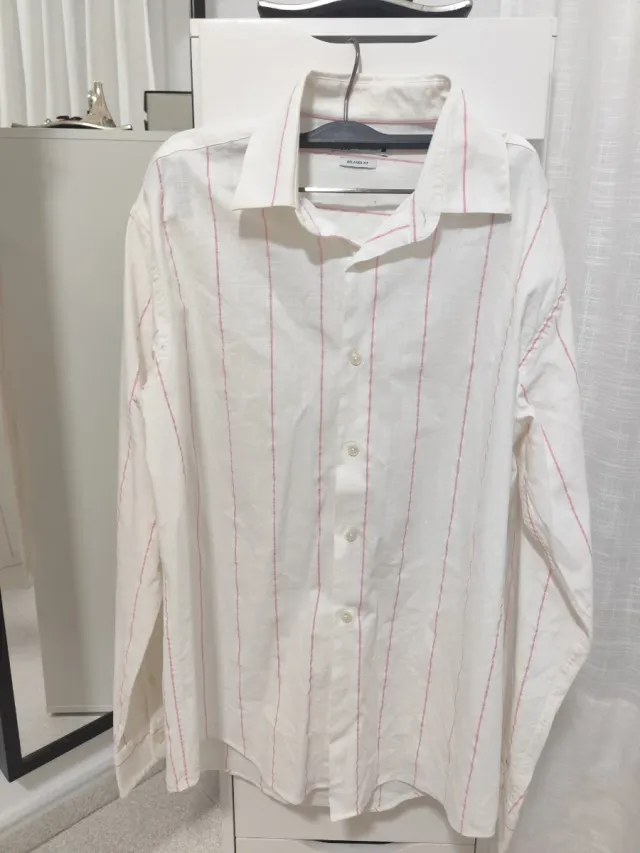 Camisa Zara Rayas Rosas Blanca