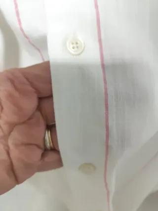 Camisa Zara Rayas Rosas Blanca