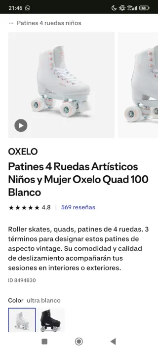 Patines Oxelo Quad 100 Blanco T40