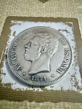 5 pesetas 1871 Amadeo I moneda de plata