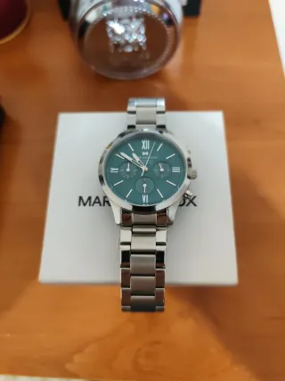 Reloj Acero Plateado y Verde