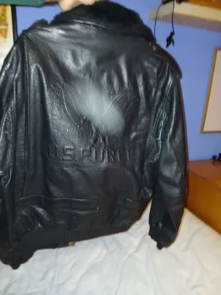 Chaqueta Cuero Aviador Negra Talla M