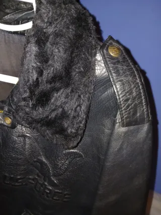 Chaqueta Cuero Aviador Negra Talla M