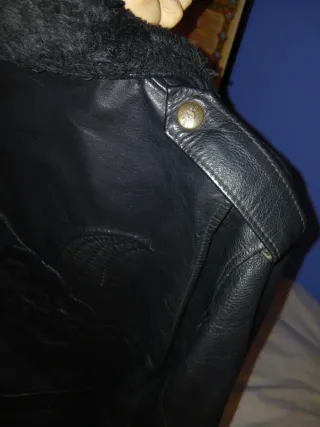 Chaqueta Cuero Aviador Negra Talla M