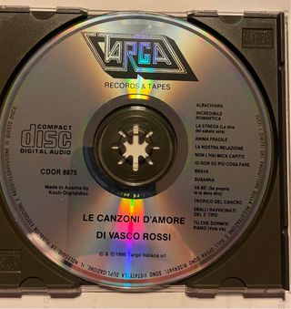 CD Vasco Rossi Le Canzoni D'Amore 1986 TARGA