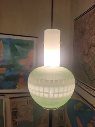 Lampada Vetro Verde Sabbiato Anni'50