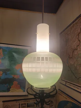 Lampada Vetro Verde Sabbiato Anni'50