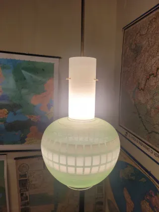 Lampada Vetro Verde Sabbiato Anni'50