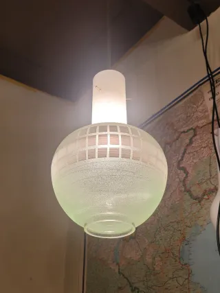 Lampada Vetro Verde Sabbiato Anni'50