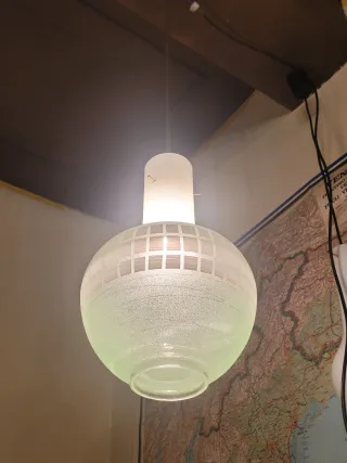 Lampada Vetro Verde Sabbiato Anni'50