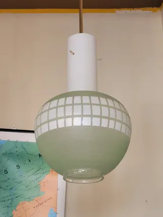 Lampada Vetro Verde Sabbiato Anni'50