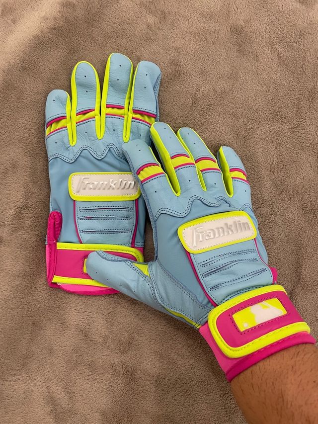 Guantes Franklin Bateo Azul Neón Rosa