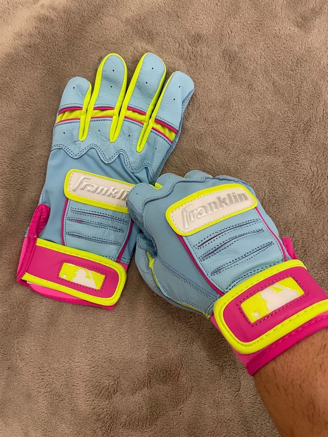 Guantes Franklin Bateo Azul Neón Rosa