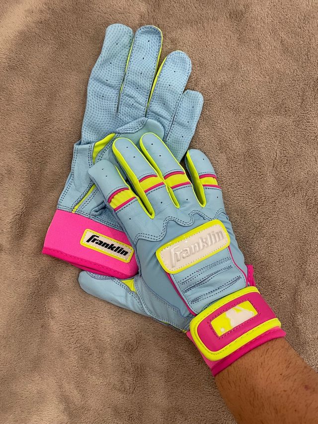 Guantes Franklin Bateo Azul Neón Rosa