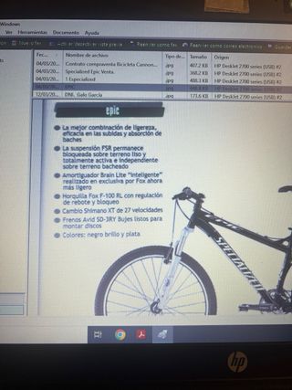 Bicicleta Specialized Epic Talla M