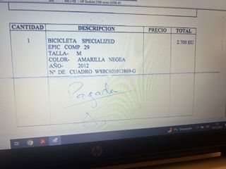 Bicicleta Specialized Epic Talla M