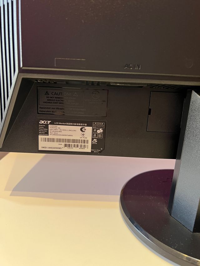 Pantalla PC Acer LCD V193HQV