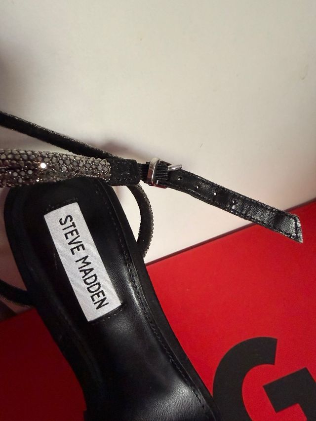 Steve Madden Sandalias Tacón Brillantes Negro