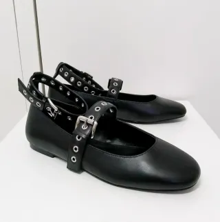 Bailarinas negras con hebilla