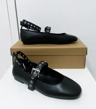 Bailarinas negras con hebilla