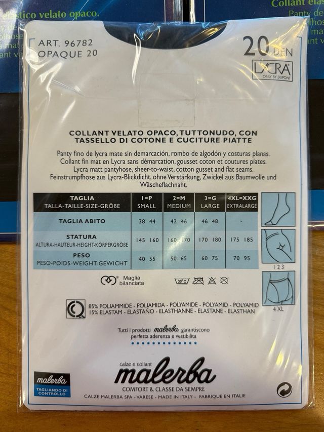 Set 9pz Collant Visone 20den Malerba