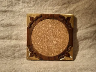 Juego de 6 posavasos de madera y latón