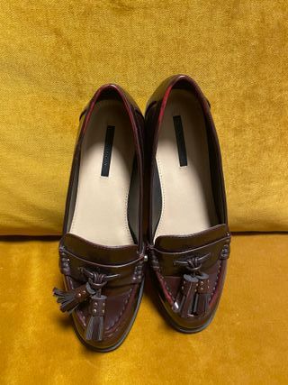 Mocasines Zara Trafaluc Burdeos Talla 38