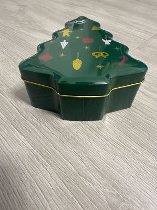 Scatola metallo natale albero verde oro