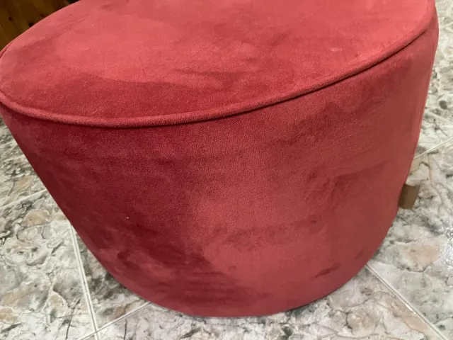 Puff redondo terciopelo rojo