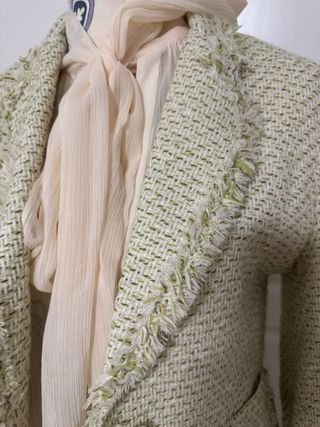 Elegante Blazer texturizada Vintage Beige y Verde