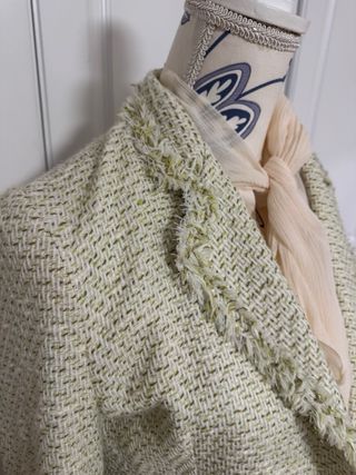Elegante Blazer texturizada Vintage Beige y Verde