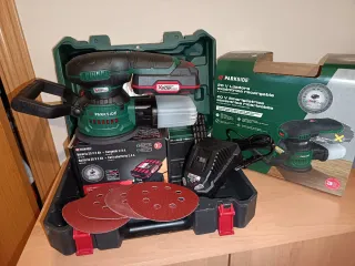 Lijadora Excéntrica Parkside 20V COMPLETO