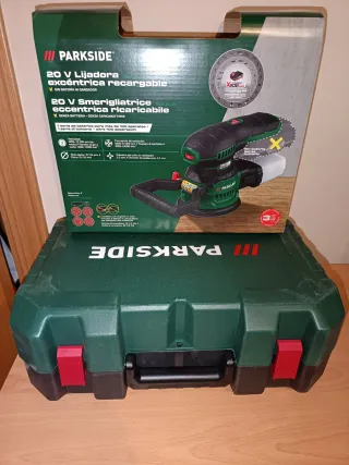 Lijadora Excéntrica Parkside 20V COMPLETO