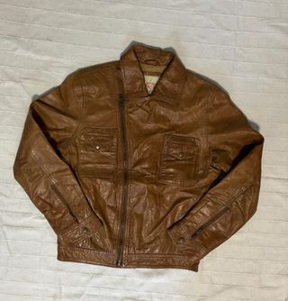 Chaqueta Cuero Vintage Marrón L