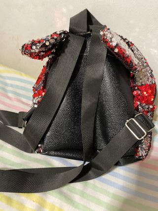 Mochila Lentejuelas Minnie Roja y Plateada