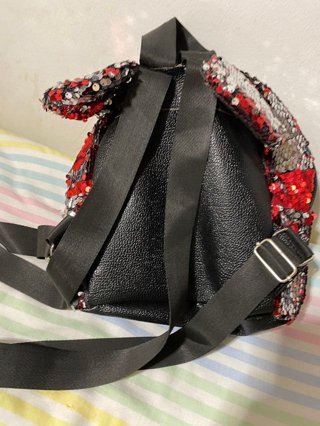 Mochila Lentejuelas Minnie Roja y Plateada