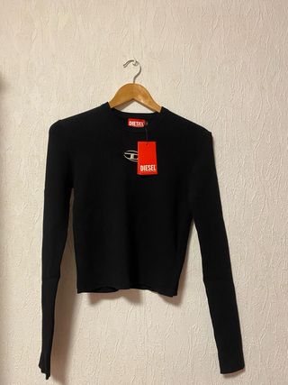 Jersey canalé negro Diesel